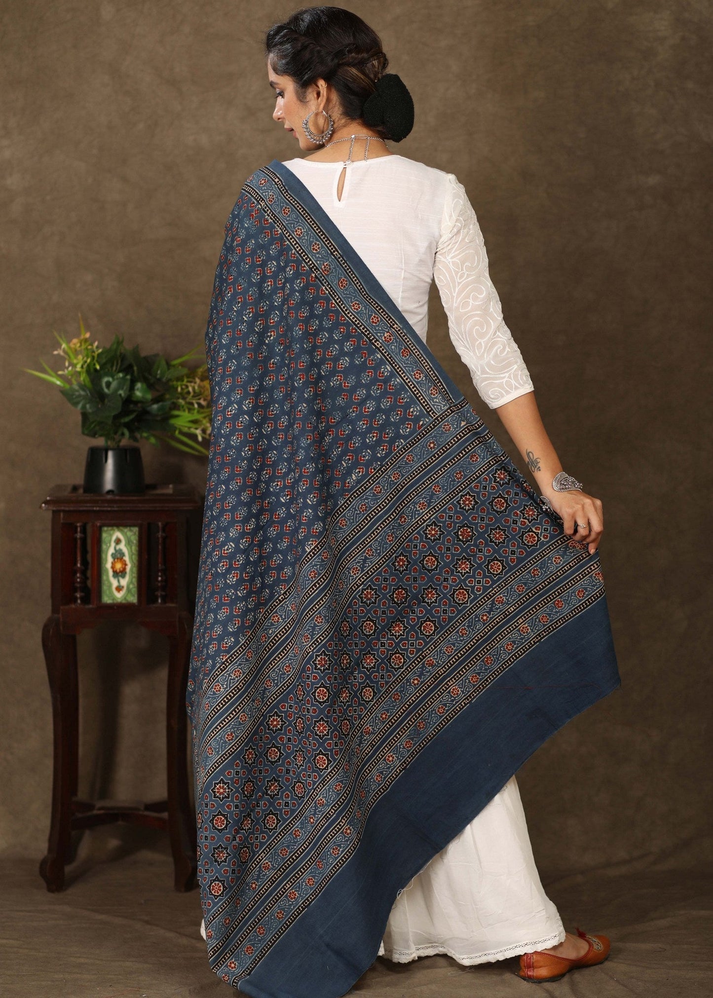 Blue Classy Ajrakh cotton dupatta