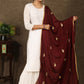 Maroon dupatta with delicate golden embroidery