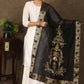 Black Chanderi dupatta with exclusive golden embroidery and Banarasi border