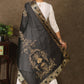 Black Chanderi dupatta with exclusive golden embroidery and Banarasi border