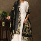 Black Chanderi dupatta with exclusive golden embroidery and Banarasi border