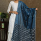 Chandari blue mirror work dupatta with Ajrakh combination