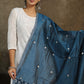 Chandari blue mirror work dupatta with Ajrakh combination