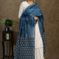 Chandari blue mirror work dupatta with Ajrakh combination