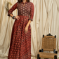 Trendy Occasion wear Gown in Combination Cotton Ajrakh Fabric