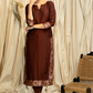 Straight Cut Coffee Brown  Cotton Silk Kurta and Pant with Banarasi Border and Chanderi Dupatta - 3 piece set