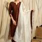 Straight Cut Coffee Brown  Cotton Silk Kurta and Pant with Banarasi Border and Chanderi Dupatta - 3 piece set