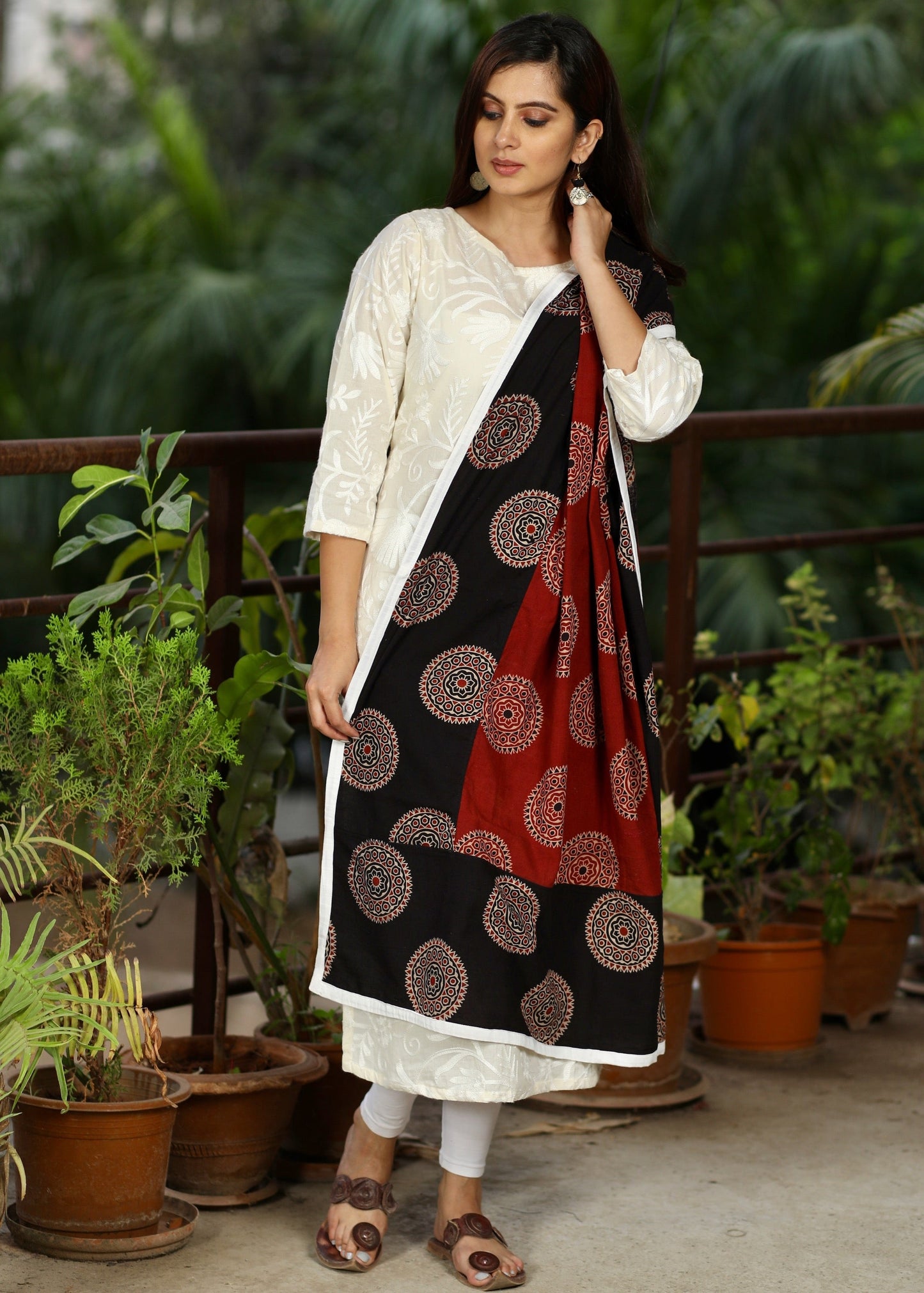 Elegant Hand block Printed Cotton Ajrakh Dupatta