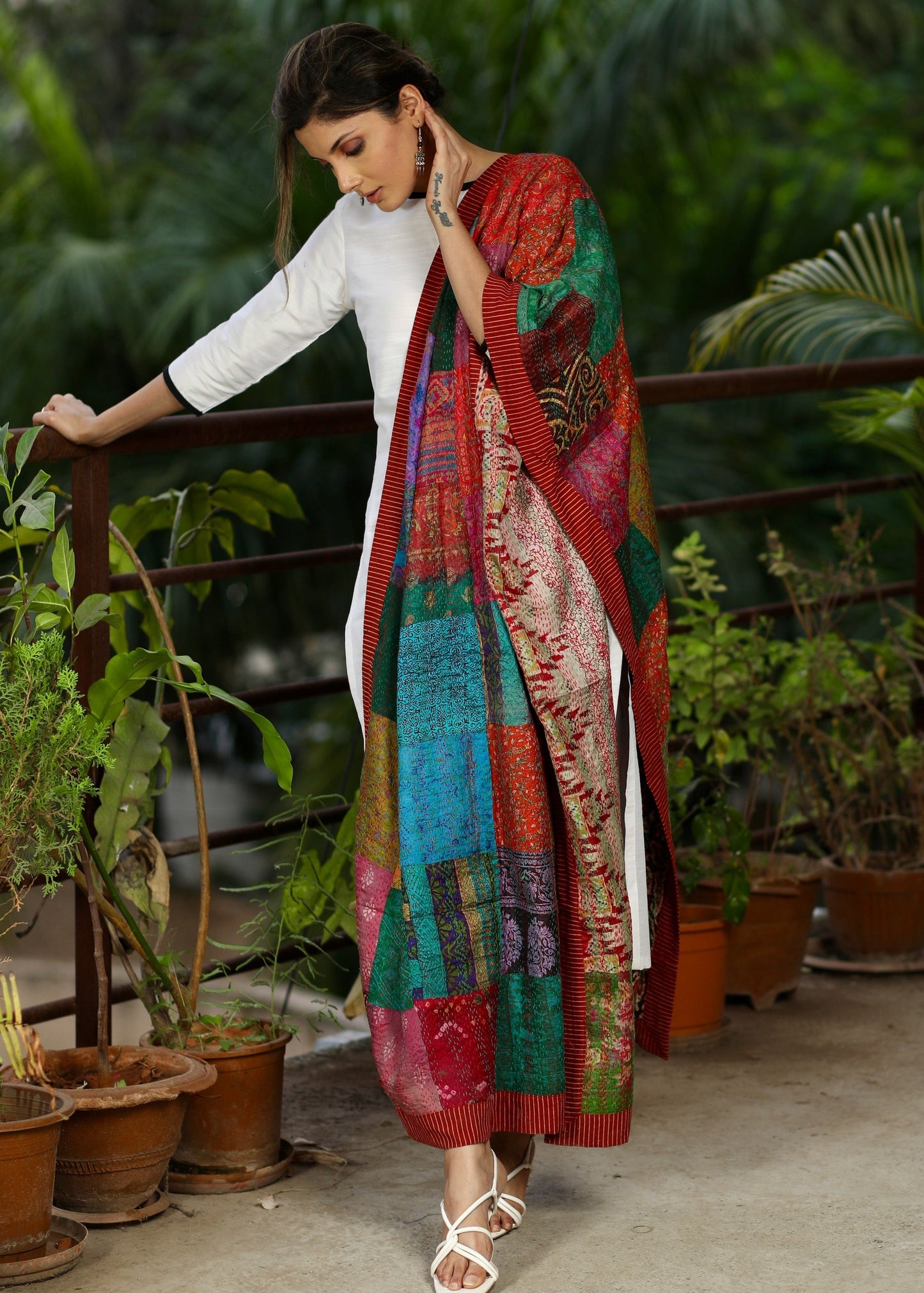 Elegantly Patch worked Silk finish Dupatta