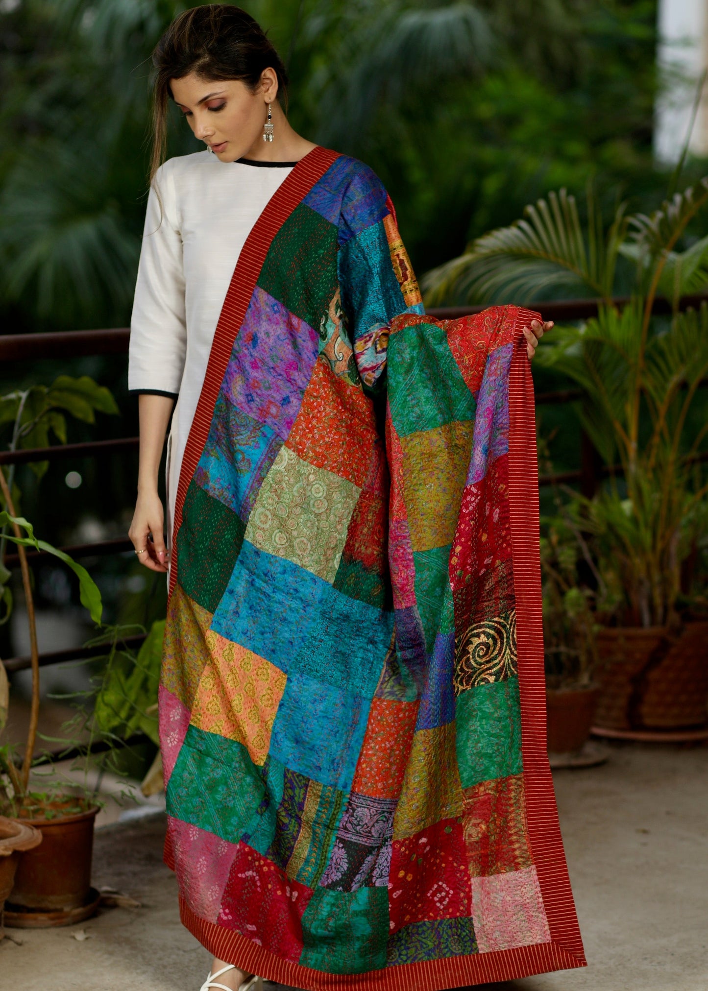 Elegantly Patch worked Silk finish Dupatta