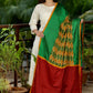 Green and Maroon Khun (Maharashtrian Weave) Dupatta with Green Ikat