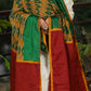 Green and Maroon Khun (Maharashtrian Weave) Dupatta with Green Ikat