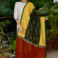 Mustard and Rust Cotton Handloom Dupatta with Ajrakh and Handmade Kutch Mirror Work