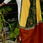 Mustard and Rust Cotton Handloom Dupatta with Ajrakh and Handmade Kutch Mirror Work