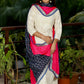 Pink Crepe Satin Dupatta with Blue Ikat Combination