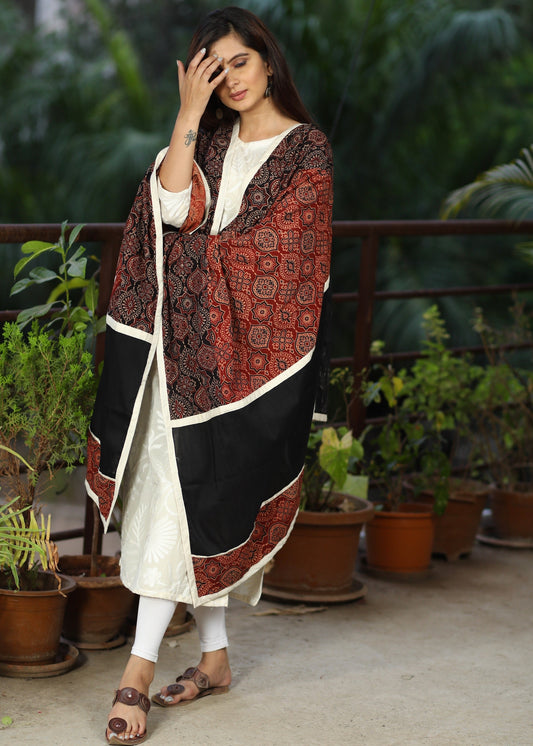 Elegant Pure Ajrakh Cotton Dupatta