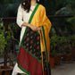 Yellow Chanderi Dupatta with Ikat Contrast