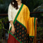 Yellow Chanderi Dupatta with Ikat Contrast