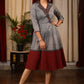 Grey & maroon combination handloom cotton dress with Ajrakh collars