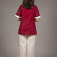 Exclusive embroidered maroon cotton top