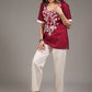 Exclusive embroidered maroon cotton top