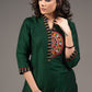 Forest green top with embroidered kutch mirror work & placket