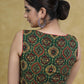 Exclusive Green Ajrakh Cotton Sleeveless Blouse with Maroon Detailing