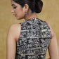 Trendy Black & Grey Cotton Printed Sleeveless Blouse with Red Detailing