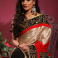 Combination of pure tassar silk and black semi silk saree with warli printed pallu & border