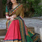 Exclusive Khun saree with ikat & kutch mirror work saree & cotton silk pleats