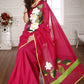 Hand painted pink chanderi saree