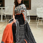 Unique hand painted madhubani painted saree with ikat border and chanderi combination