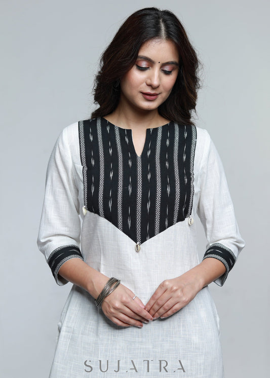 Smart Cotton Ikat Yoke Kurta-Pant Optional