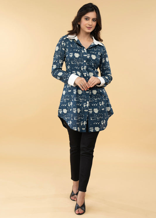 Easy wear Kantha Indigo Print Shirt Tunic