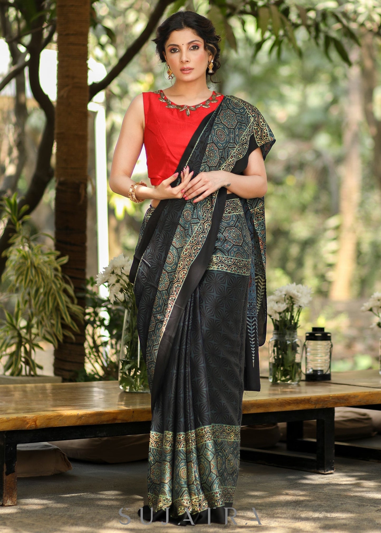 Beautiful Blue & Green Combination Modal Silk Saree