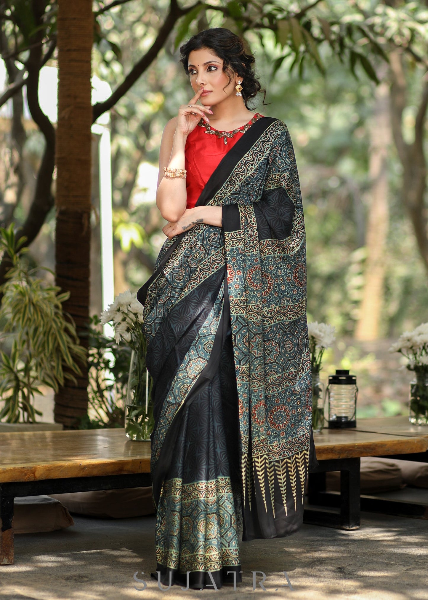 Beautiful Blue & Green Combination Modal Silk Saree