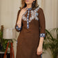 Unique Brown Design Straight cut Cotton Kurta with Beautiful Contrast Of Gond painting