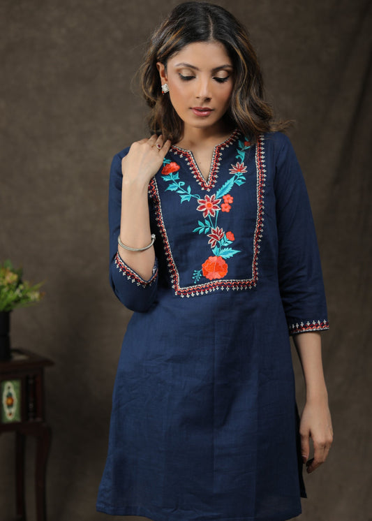 Pretty Cotton Tunic With Beautifully Embroidered Yoke