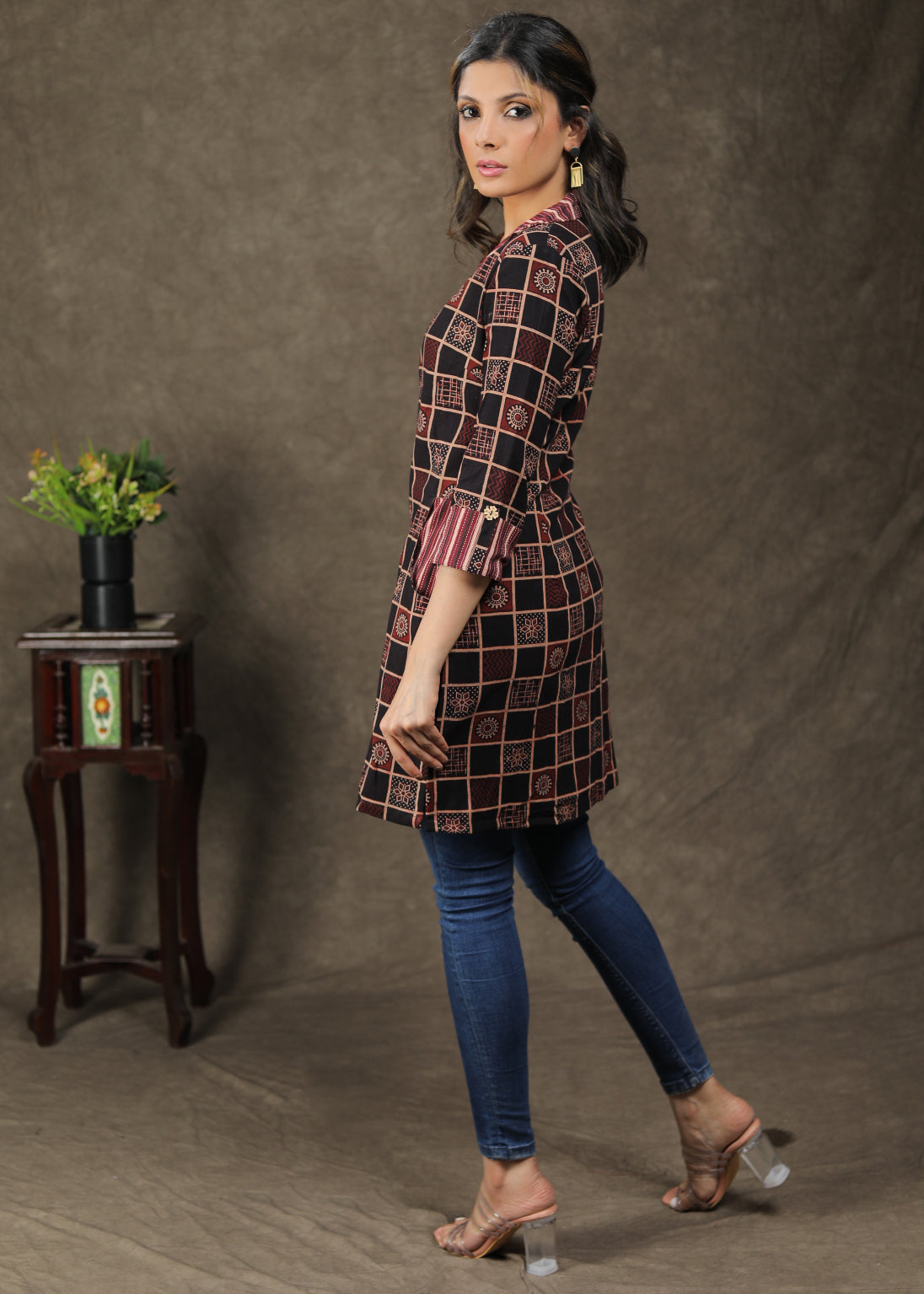 Trendy Cotton Ajrakh Combination Tunic